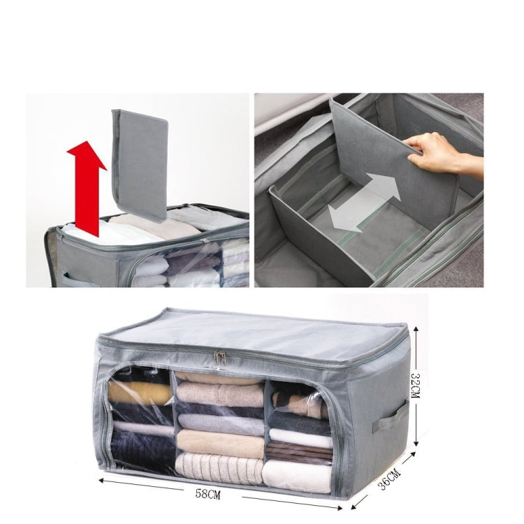 Non-woven Bamboo Charcoal Visible Upper Side Double Open Collapsible Storage Box