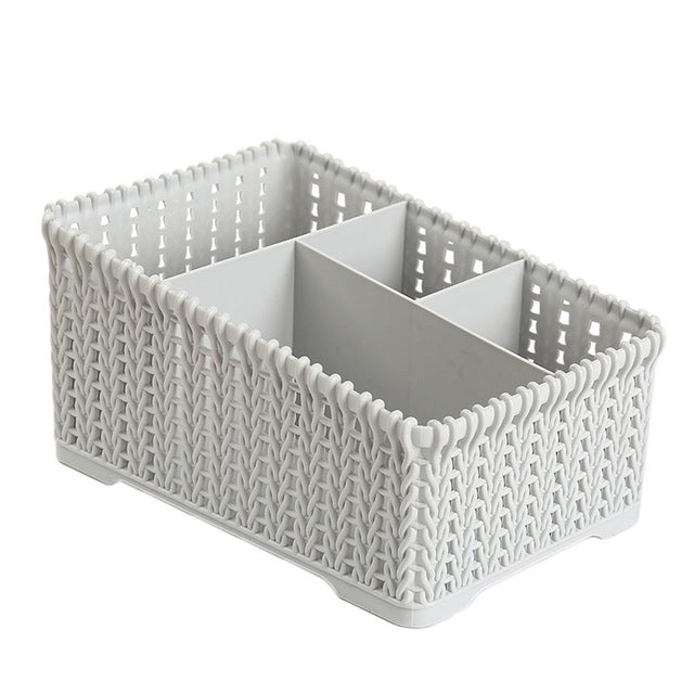 Plastic Coverless Desktop Miscellaneous Rattan Wicker Storage Basket