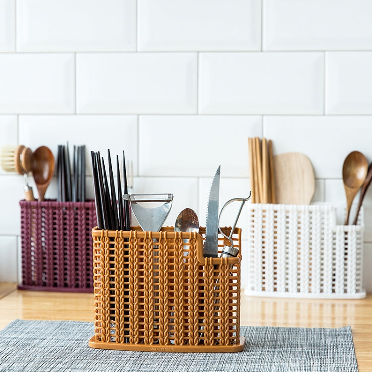 Kitchen Chopsticks Tableware Storage Box Household Drain Rack Multi-purpose Chopsticks Holder Rattan Style Chopstick Cage(Purple)