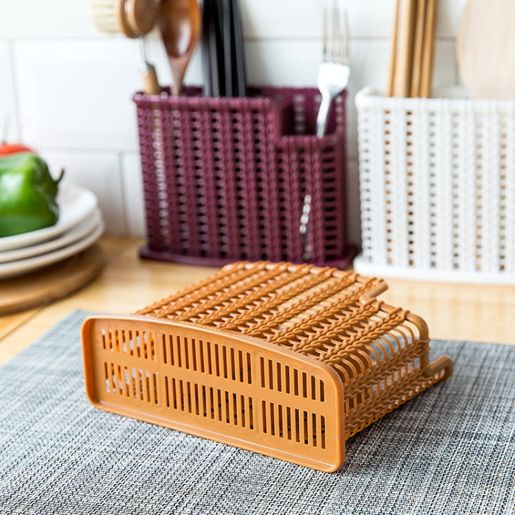 Kitchen Chopsticks Tableware Storage Box Household Drain Rack Multi-purpose Chopsticks Holder Rattan Style Chopstick Cage(Purple)