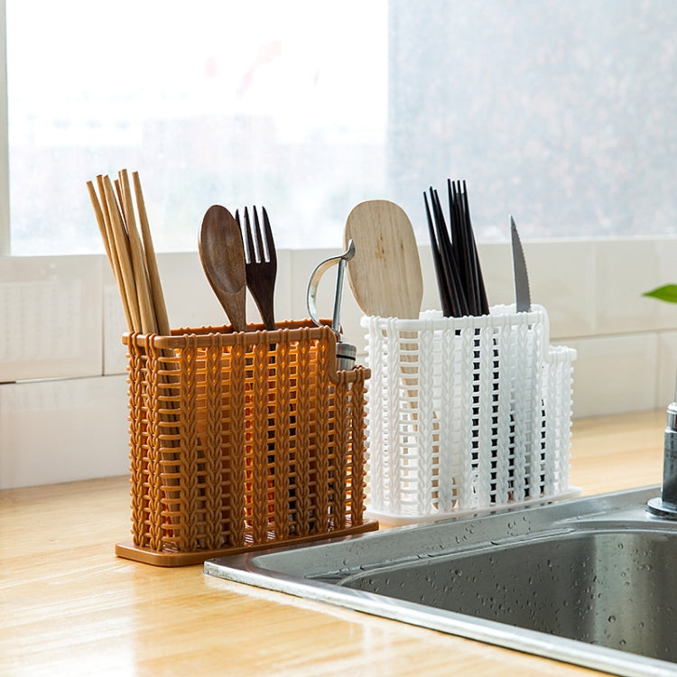 Kitchen Chopsticks Tableware Storage Box Household Drain Rack Multi-purpose Chopsticks Holder Rattan Style Chopstick Cage(Purple)