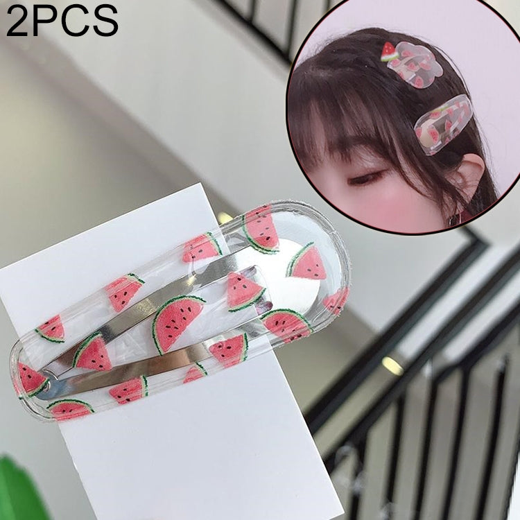 2 PCS Creative Cute Transparent Fruit Girl Hairpin Hair Accessories