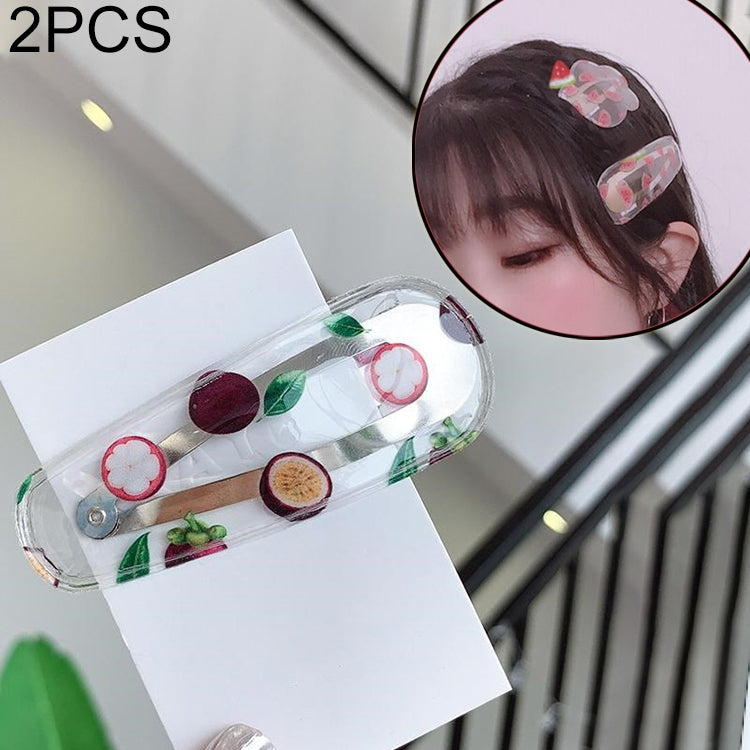 2 PCS Creative Cute Transparent Fruit Girl Hairpin Hair Accessories