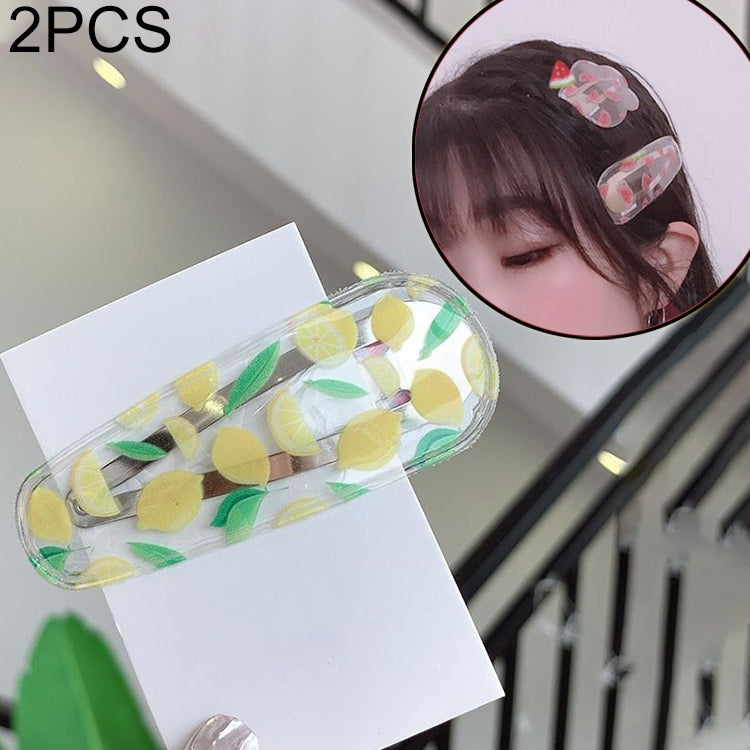 2 PCS Creative Cute Transparent Fruit Girl Hairpin Hair Accessories