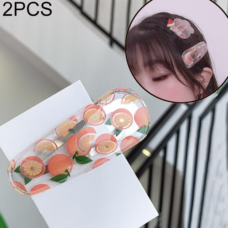 2 PCS Creative Cute Transparent Fruit Girl Hairpin Hair Accessories