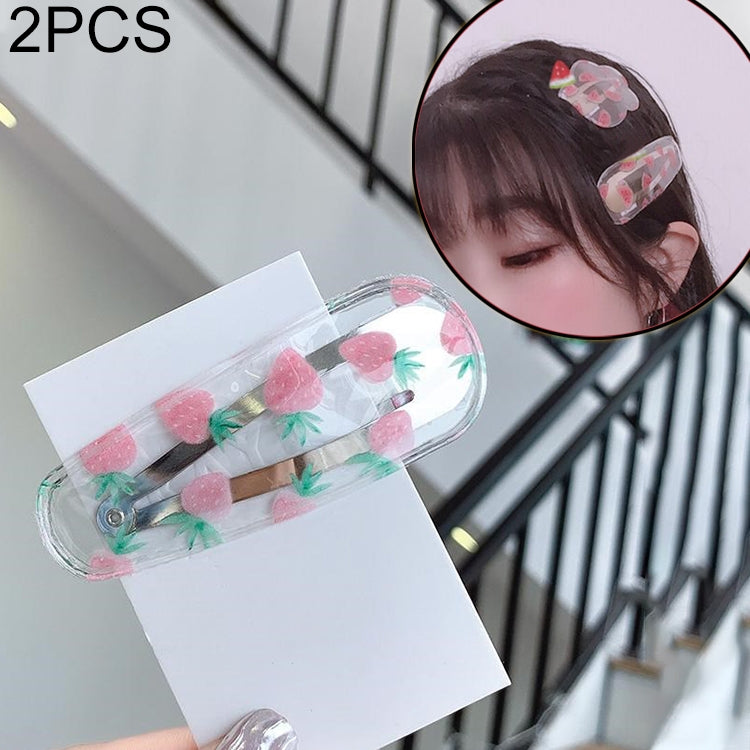 2 PCS Creative Cute Transparent Fruit Girl Hairpin Hair Accessories
