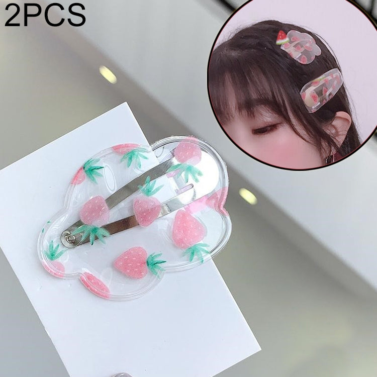 2 PCS Creative Cute Transparent Fruit Girl Hairpin Hair Accessories