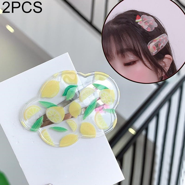 2 PCS Creative Cute Transparent Fruit Girl Hairpin Hair Accessories
