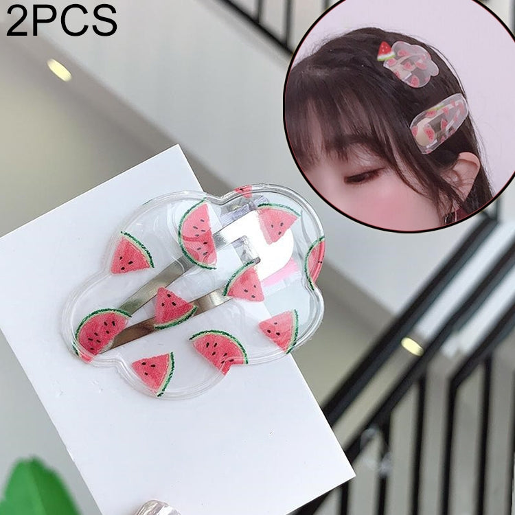 2 PCS Creative Cute Transparent Fruit Girl Hairpin Hair Accessories