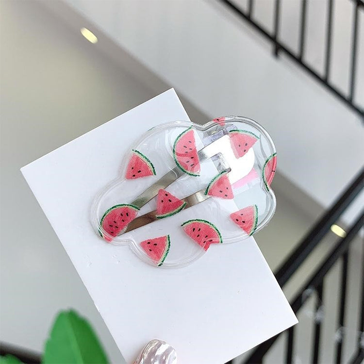 2 PCS Creative Cute Transparent Fruit Girl Hairpin Hair Accessories