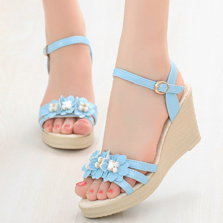 Women Flower Buckle High Heel Sandals, Shoe Size:36
