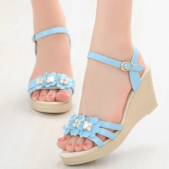 Women Flower Buckle High Heel Sandals, Shoe Size:36