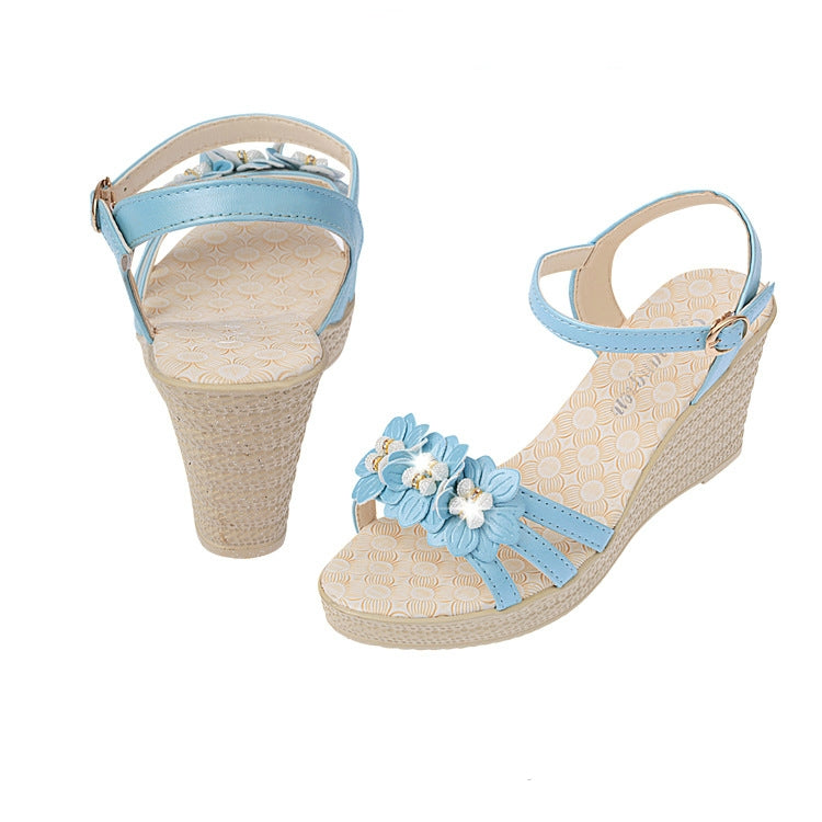 Women Flower Buckle High Heel Sandals, Shoe Size:36