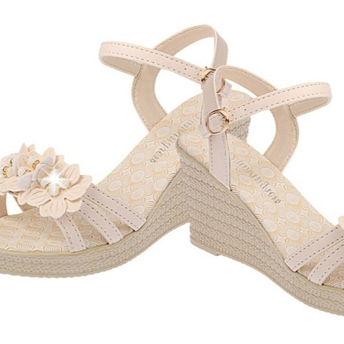 Women Flower Buckle High Heel Sandals, Shoe Size:36