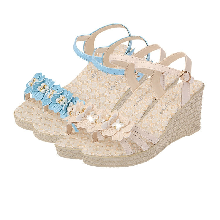 Women Flower Buckle High Heel Sandals, Shoe Size:36