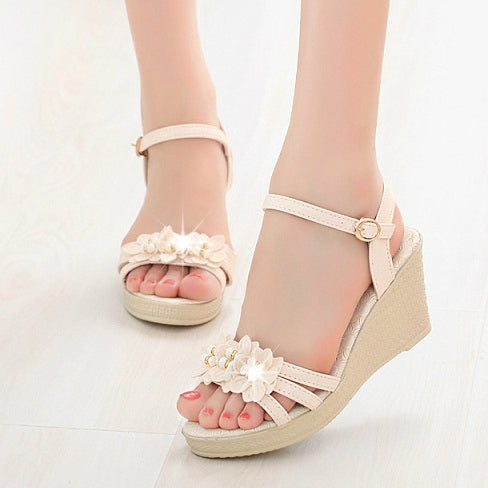 Women Flower Buckle High Heel Sandals, Shoe Size:37