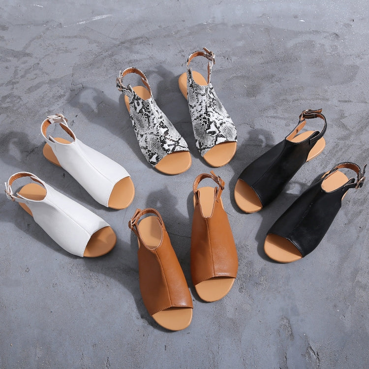 Ladies  Peep Toe Flat Buckle Casual Shoes Sandals Women Sandals, Shoe Size:35