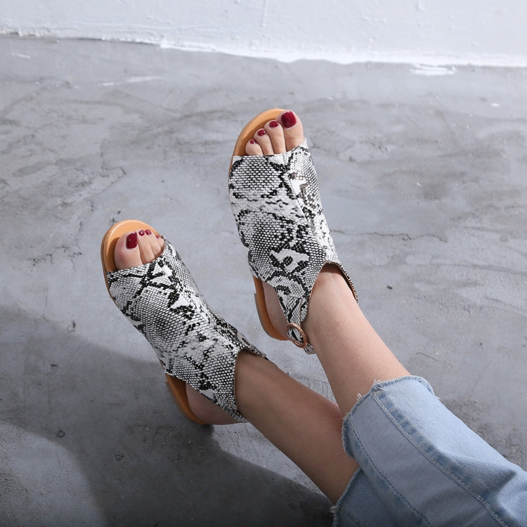 Ladies  Peep Toe Flat Buckle Casual Shoes Sandals Women Sandals, Shoe Size:38