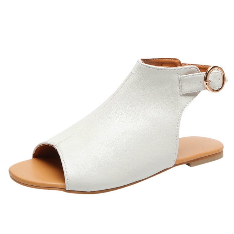 Ladies  Peep Toe Flat Buckle Casual Shoes Sandals Women Sandals, Shoe Size:39