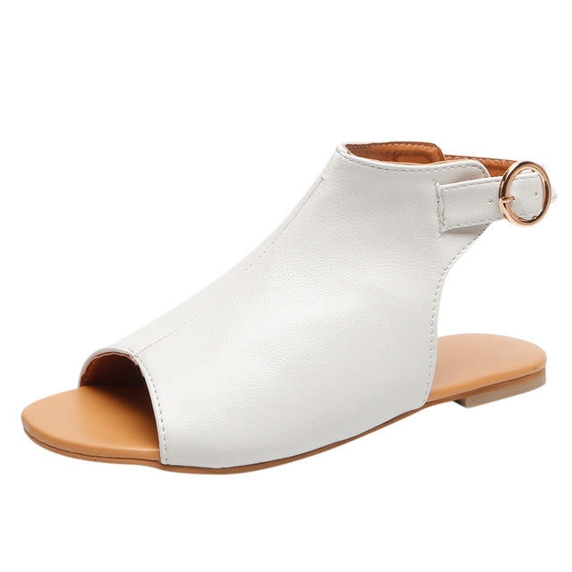 Ladies  Peep Toe Flat Buckle Casual Shoes Sandals Women Sandals, Shoe Size:40