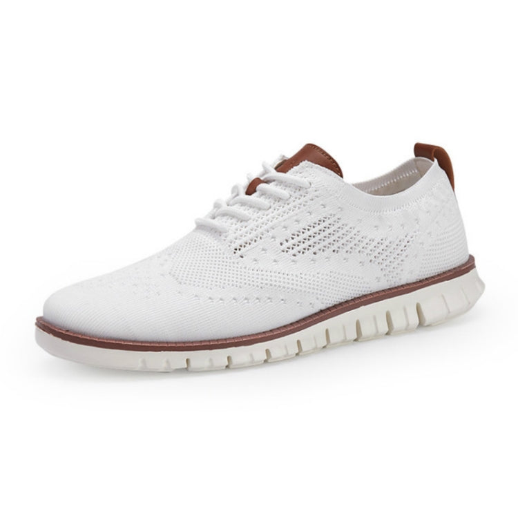 Men Shoes Lacing Ultra-Light Hollow Breathable Knitted Mesh Casual Shoes, Size:41