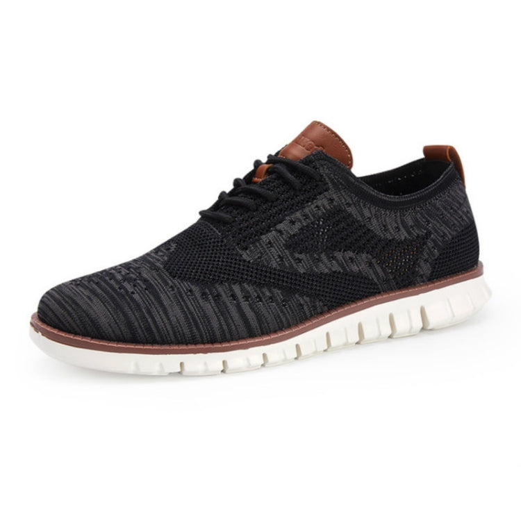 Men Shoes Lacing Ultra-Light Hollow Breathable Knitted Mesh Casual Shoes, Size:41