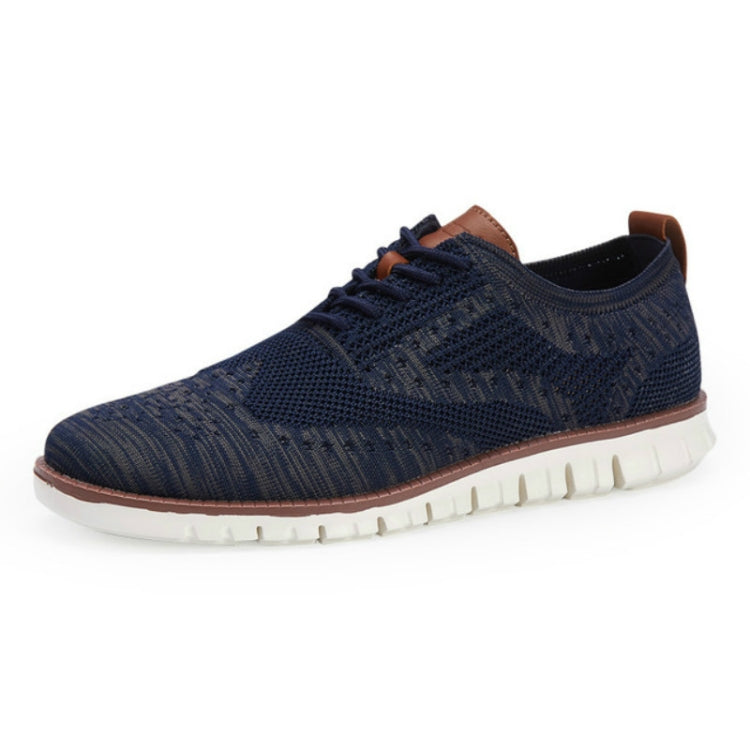 Men Shoes Lacing Ultra-Light Hollow Breathable Knitted Mesh Casual Shoes, Size:44