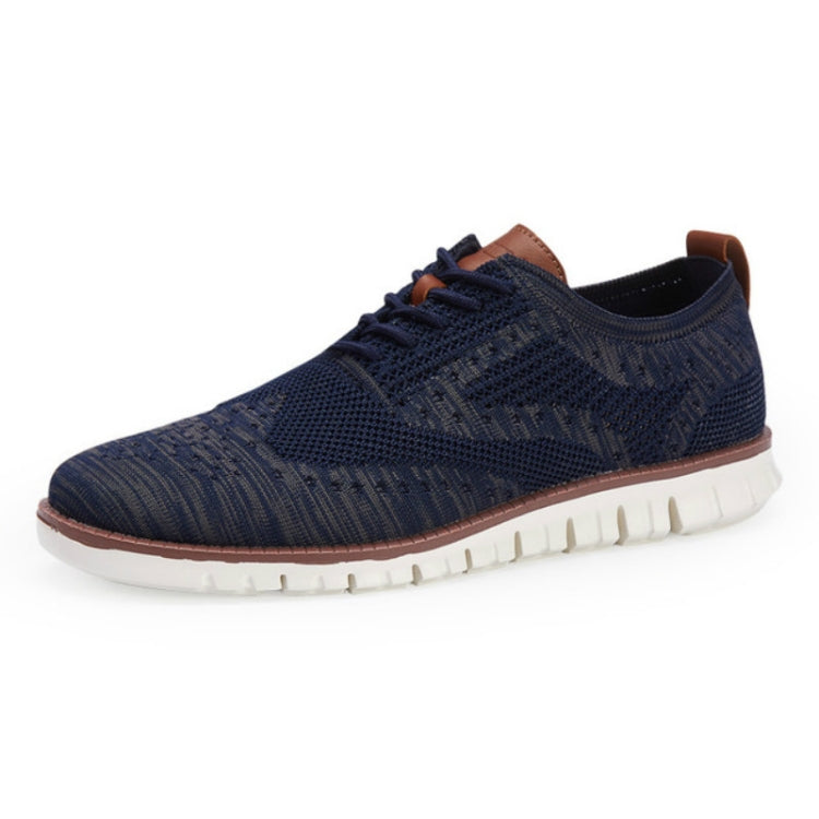 Men Shoes Lacing Ultra-Light Hollow Breathable Knitted Mesh Casual Shoes, Size:44