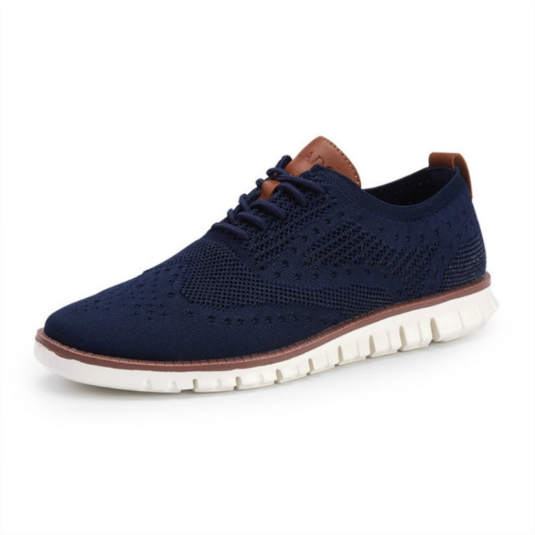 Men Shoes Lacing Ultra-Light Hollow Breathable Knitted Mesh Casual Shoes, Size:44