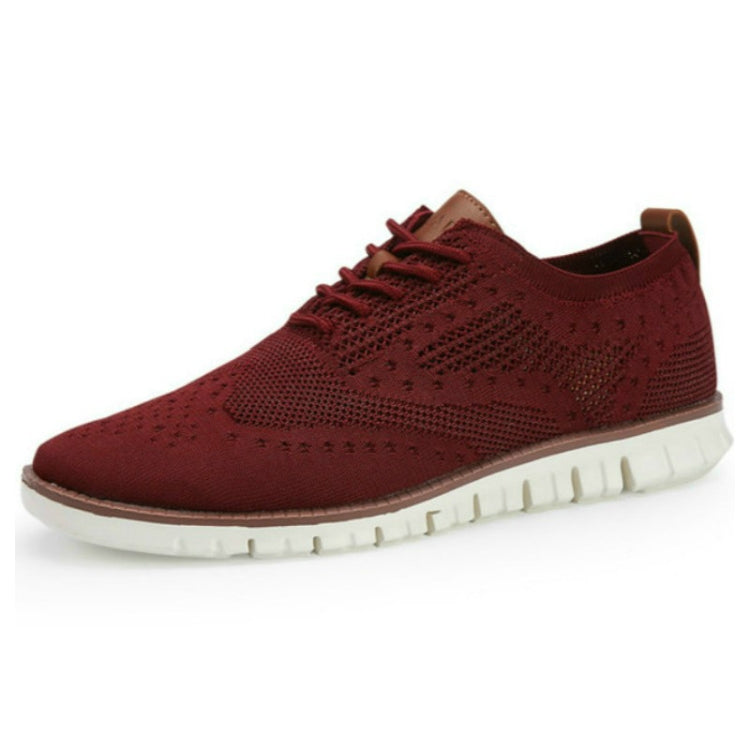 Men Shoes Lacing Ultra-Light Hollow Breathable Knitted Mesh Casual Shoes, Size:44