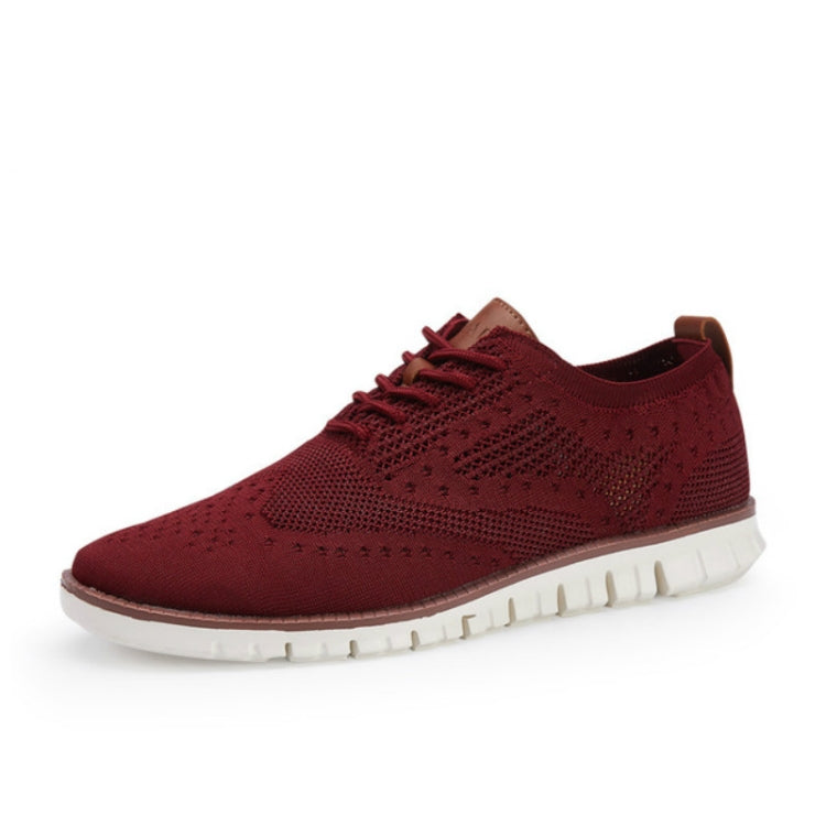 Men Shoes Lacing Ultra-Light Hollow Breathable Knitted Mesh Casual Shoes, Size:44