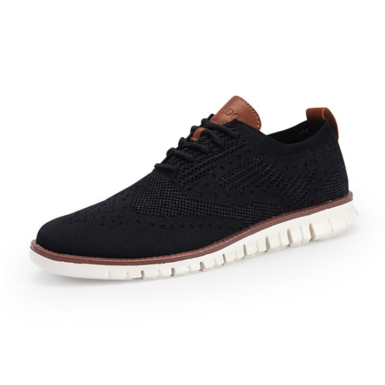 Men Shoes Lacing Ultra-Light Hollow Breathable Knitted Mesh Casual Shoes, Size:44
