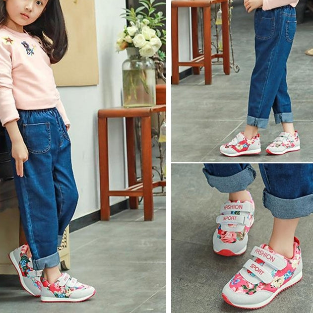 Children Retro Floral Shoes Sports Shoes, Size:34