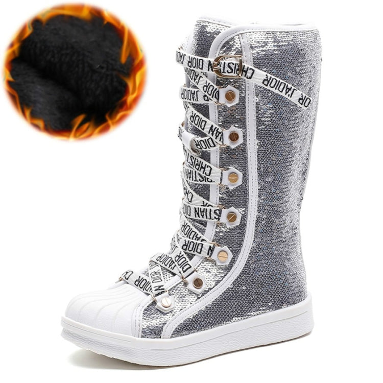 Sequined Girls High Boots, Size:36