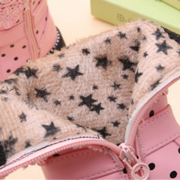 Children Velvet Bow Pendant Lace Lace Snow Boots, Size:28, Color:Black