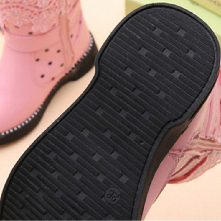 Children Velvet Bow Pendant Lace Lace Snow Boots, Size:28, Color:Black