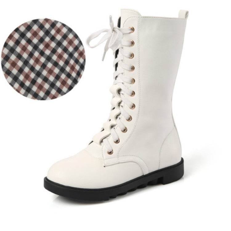 Winter Leather Children High Boots, Size:31, Color:White Boot