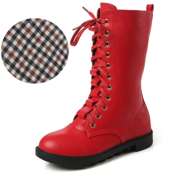 Winter Leather Children High Boots, Size:31, Color:Red Boot