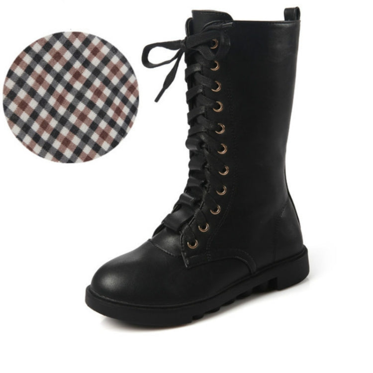 Winter Leather Children High Boots, Size:29, Color:Black Boot