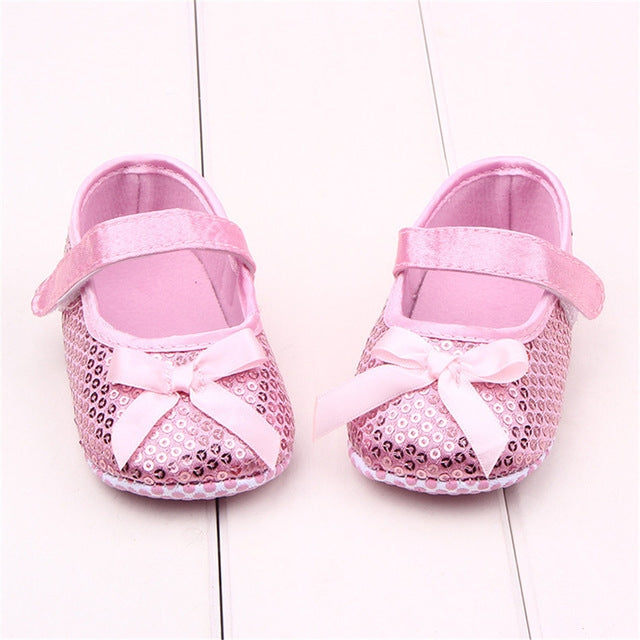 Baby Girl First Walkers Spring Autumn Toddler Shoes Bling Bow Princess Shoes(Pink)