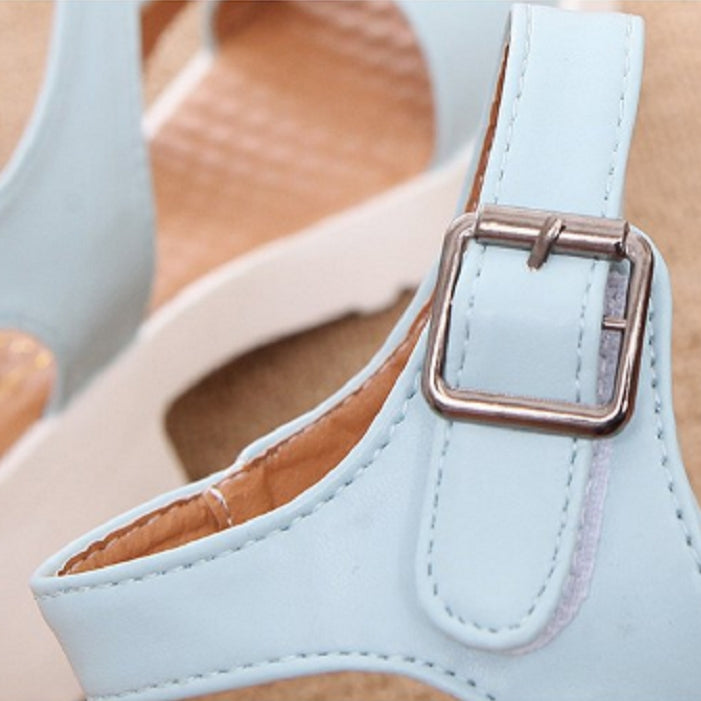 Round Toe Platform Sandals Women Fish Mouth Platform High Heels Wedge Sandals, Size:32