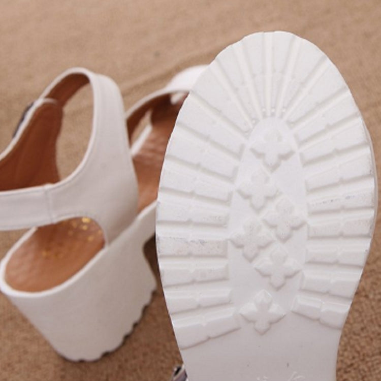 Round Toe Platform Sandals Women Fish Mouth Platform High Heels Wedge Sandals, Size:34