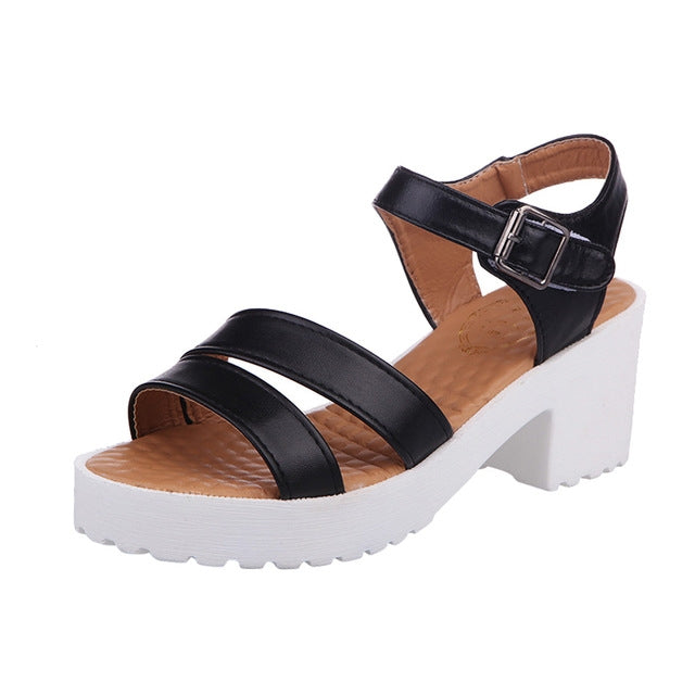 Round Toe Platform Sandals Women Fish Mouth Platform High Heels Wedge Sandals, Size:41