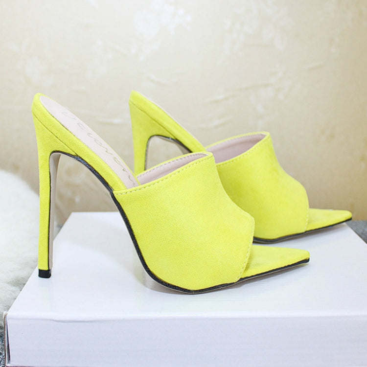 Summer Style Women Leopard High Heels Mules Pointed Toe Sexy Women Slides Female Thin High Heels Female Outdoor Slippers, Size:39