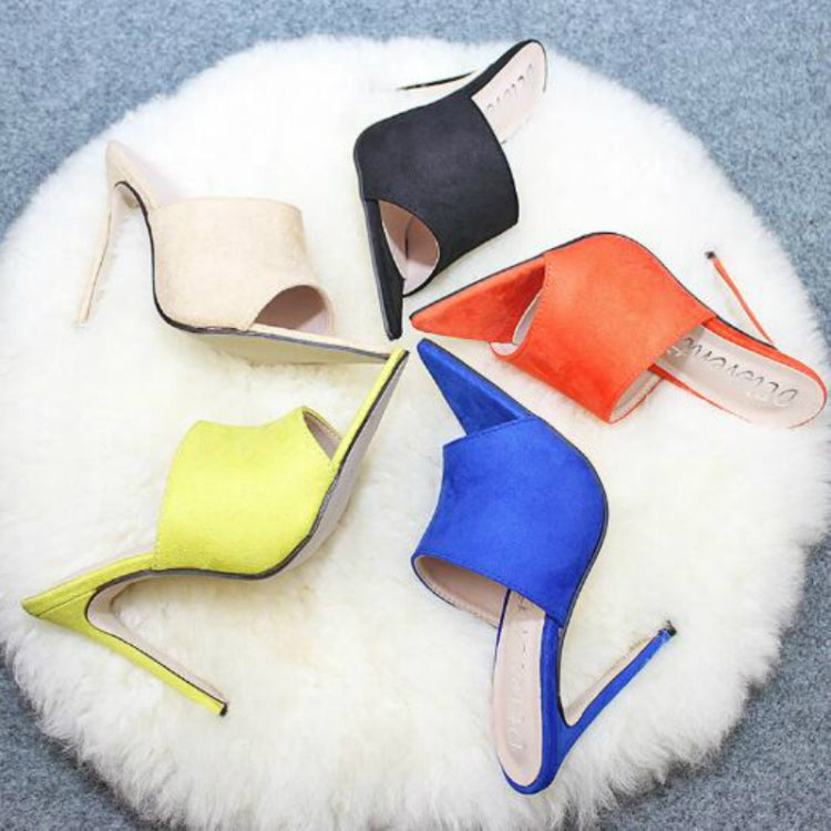 Summer Style Women Leopard High Heels Mules Pointed Toe Sexy Women Slides Female Thin High Heels Female Outdoor Slippers, Size:39