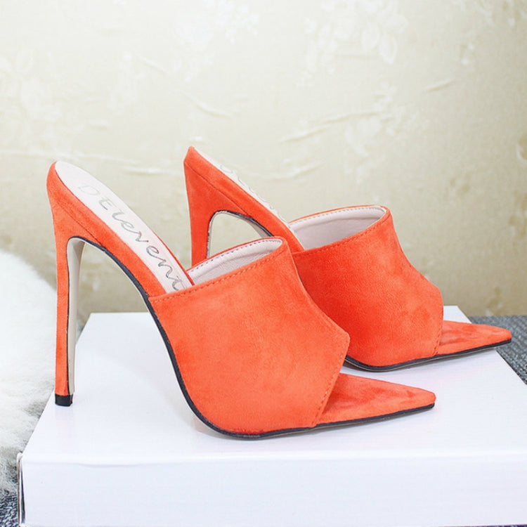 Summer Style Women Leopard High Heels Mules Pointed Toe Sexy Women Slides Female Thin High Heels Female Outdoor Slippers, Size:39