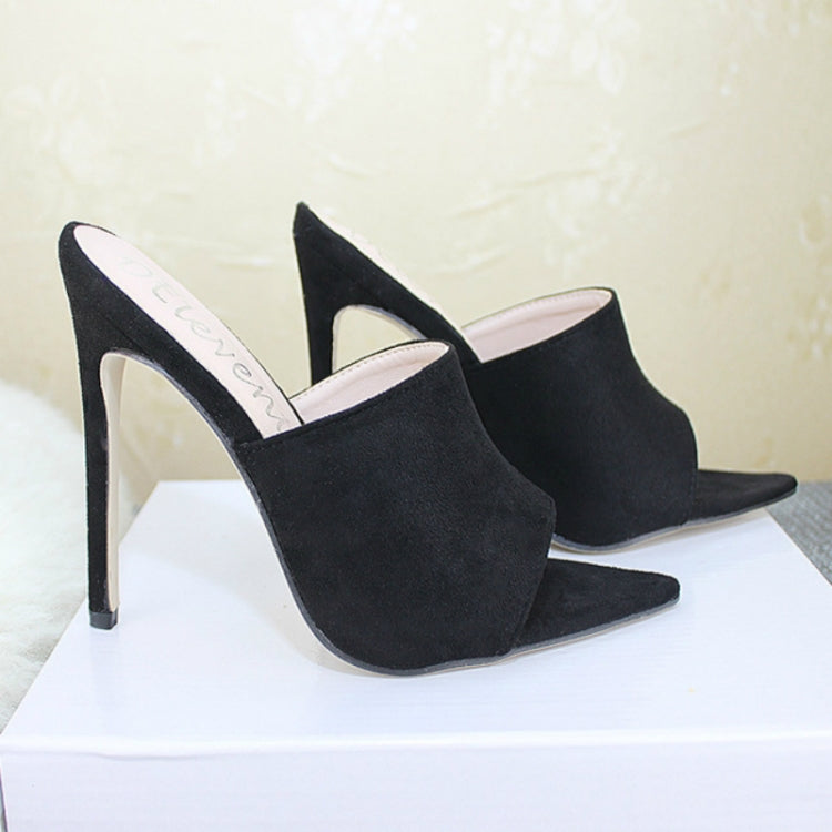 Summer Style Women Leopard High Heels Mules Pointed Toe Sexy Women Slides Female Thin High Heels Female Outdoor Slippers, Size:39