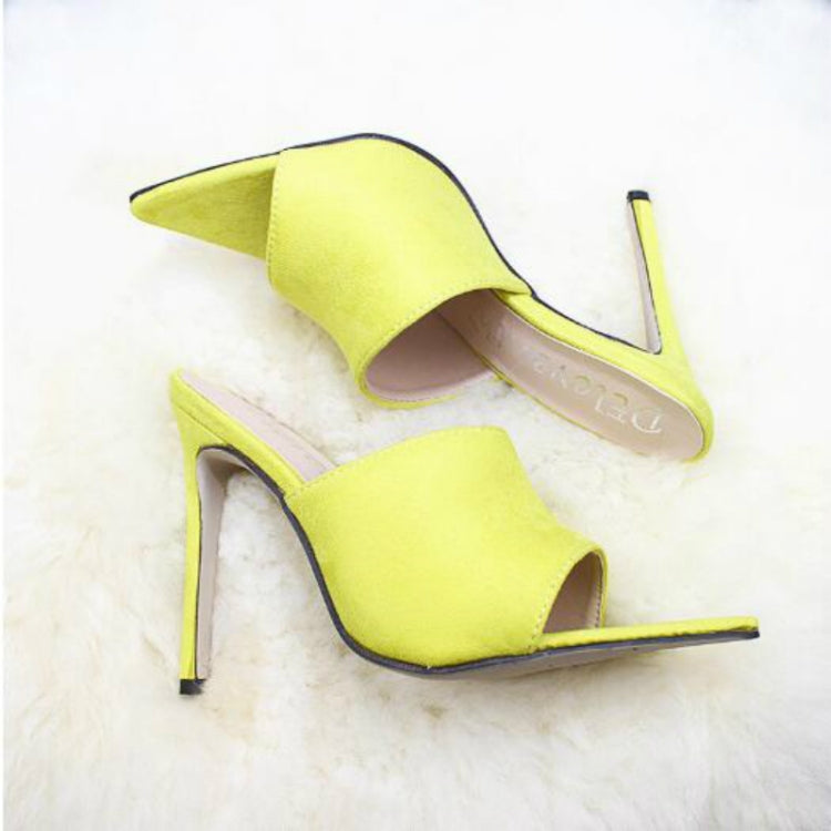 Summer Style Women Leopard High Heels Mules Pointed Toe Sexy Women Slides Female Thin High Heels Female Outdoor Slippers, Size:41
