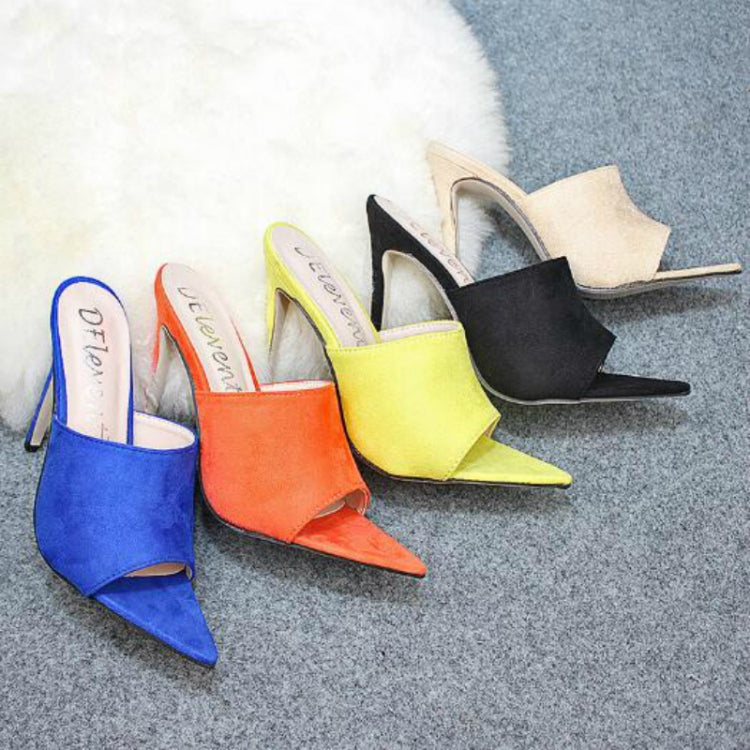Summer Style Women Leopard High Heels Mules Pointed Toe Sexy Women Slides Female Thin High Heels Female Outdoor Slippers, Size:41