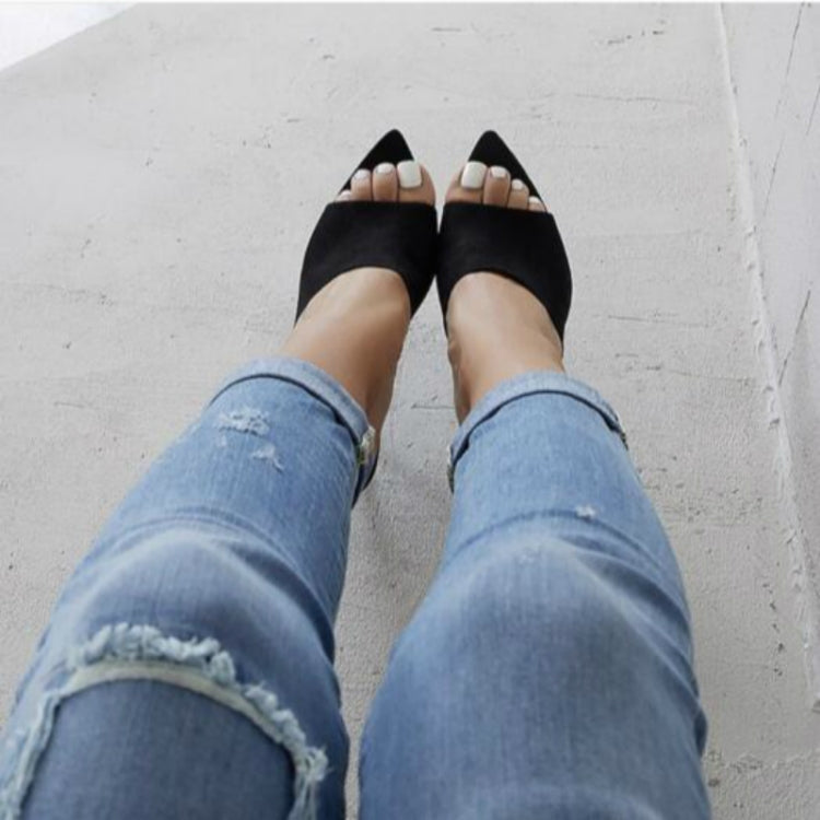Summer Style Women Leopard High Heels Mules Pointed Toe Sexy Women Slides Female Thin High Heels Female Outdoor Slippers, Size:41